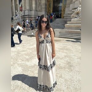 Abercrombie & Fitch Cream Tiered Ruffle Maxi Dress